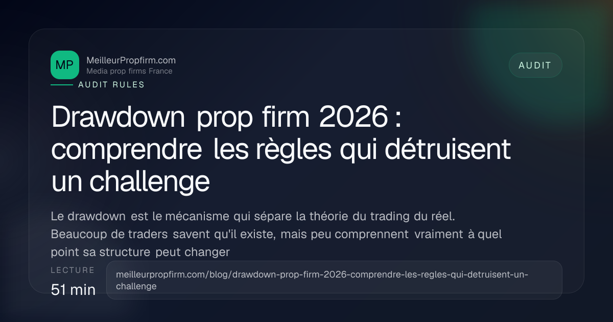 Illustration de couverture pour Drawdown prop firm 2026 : comprendre les règles qui détruisent un challenge