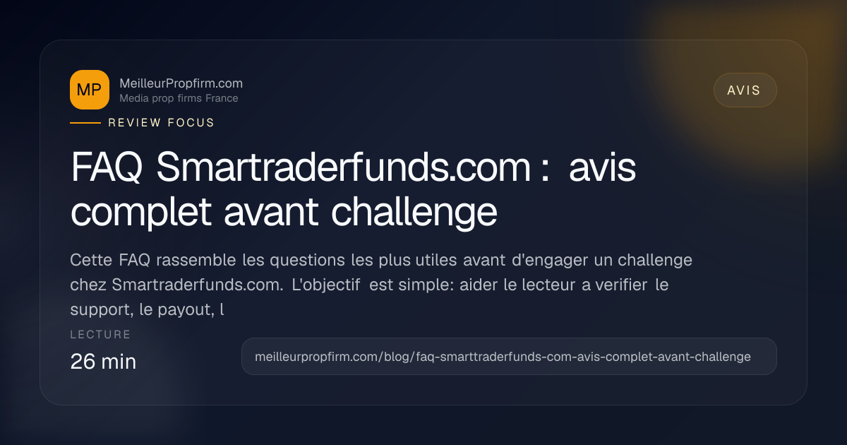 Illustration de couverture pour FAQ Smartraderfunds.com : avis complet avant challenge