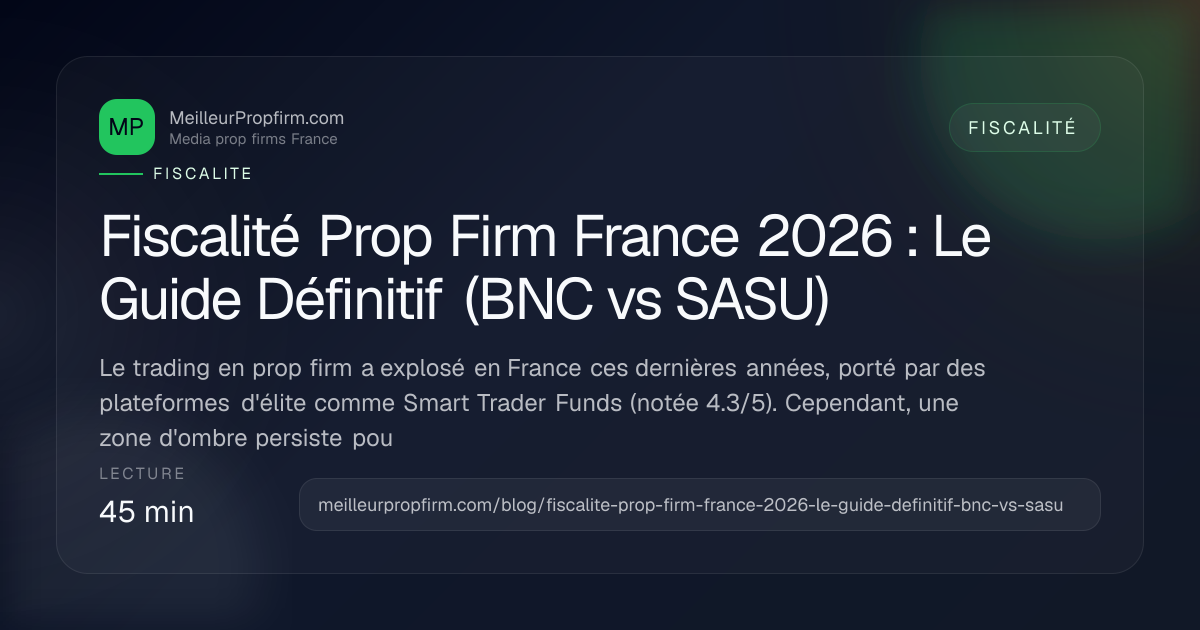 Illustration de couverture pour Fiscalité Prop Firm France 2026 : Le Guide Définitif (BNC vs SASU)
