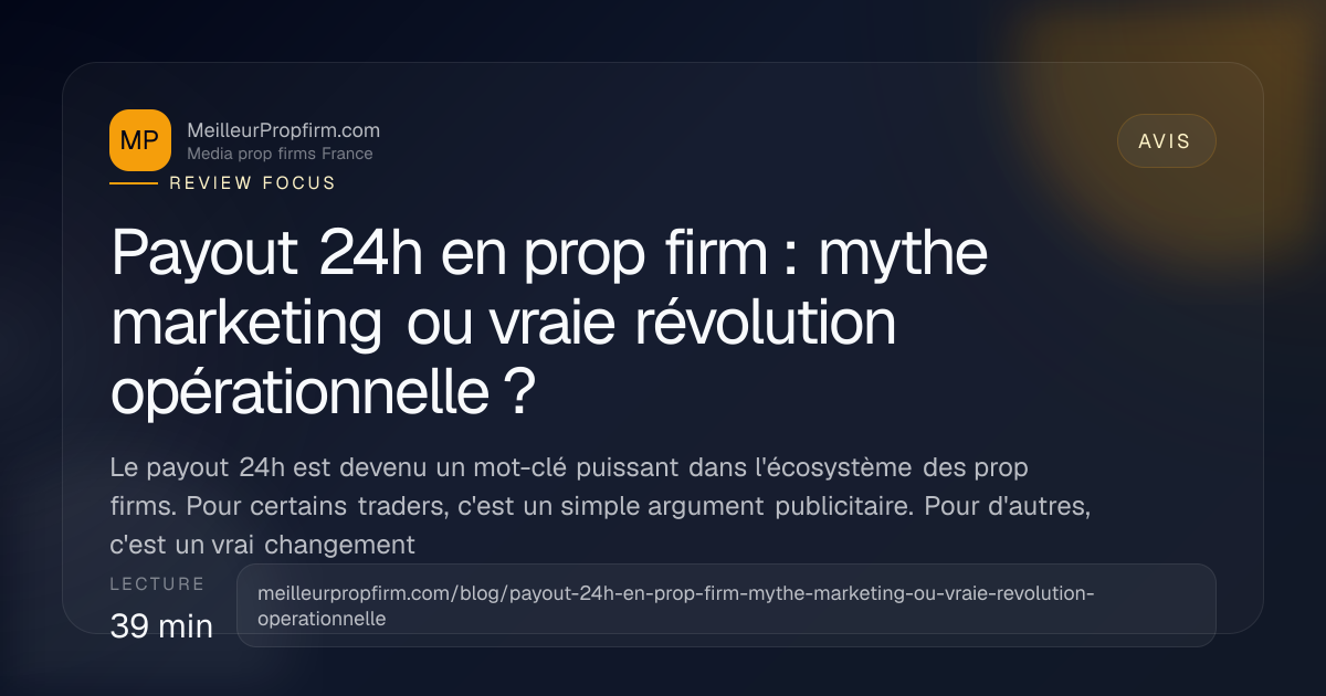 Illustration de couverture pour Payout 24h en prop firm : mythe marketing ou vraie révolution opérationnelle ?