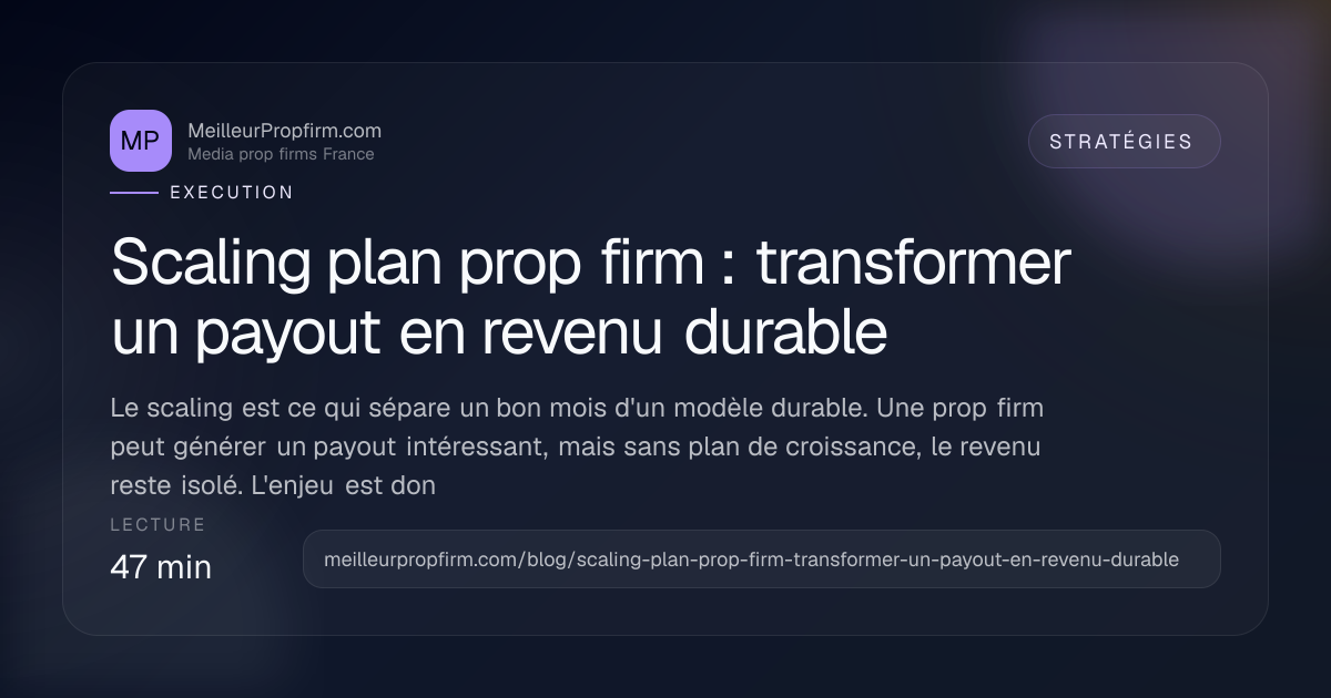 Illustration de couverture pour Scaling plan prop firm : transformer un payout en revenu durable