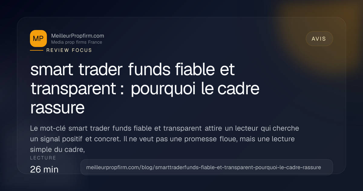 Illustration de couverture pour smart trader funds fiable et transparent : pourquoi le cadre rassure